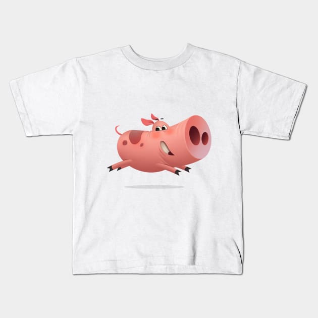 Funny piggy Kids T-Shirt by Baydaku